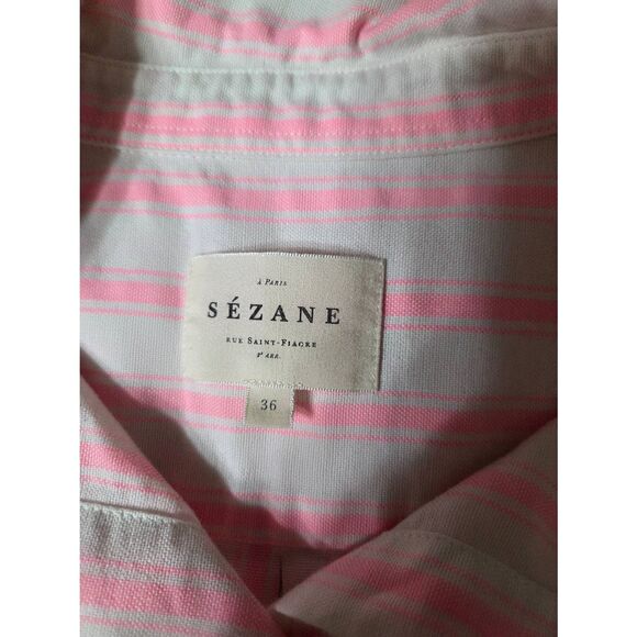 Sézane Max pink/white striped button down shirt sz 36 (US 4) - Picture 3 of 4